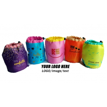 Round drawstring bag